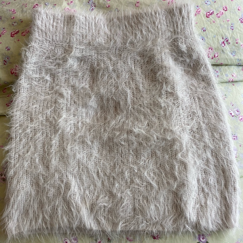 Primark Cream Colored Fuzzy Mini Skirt